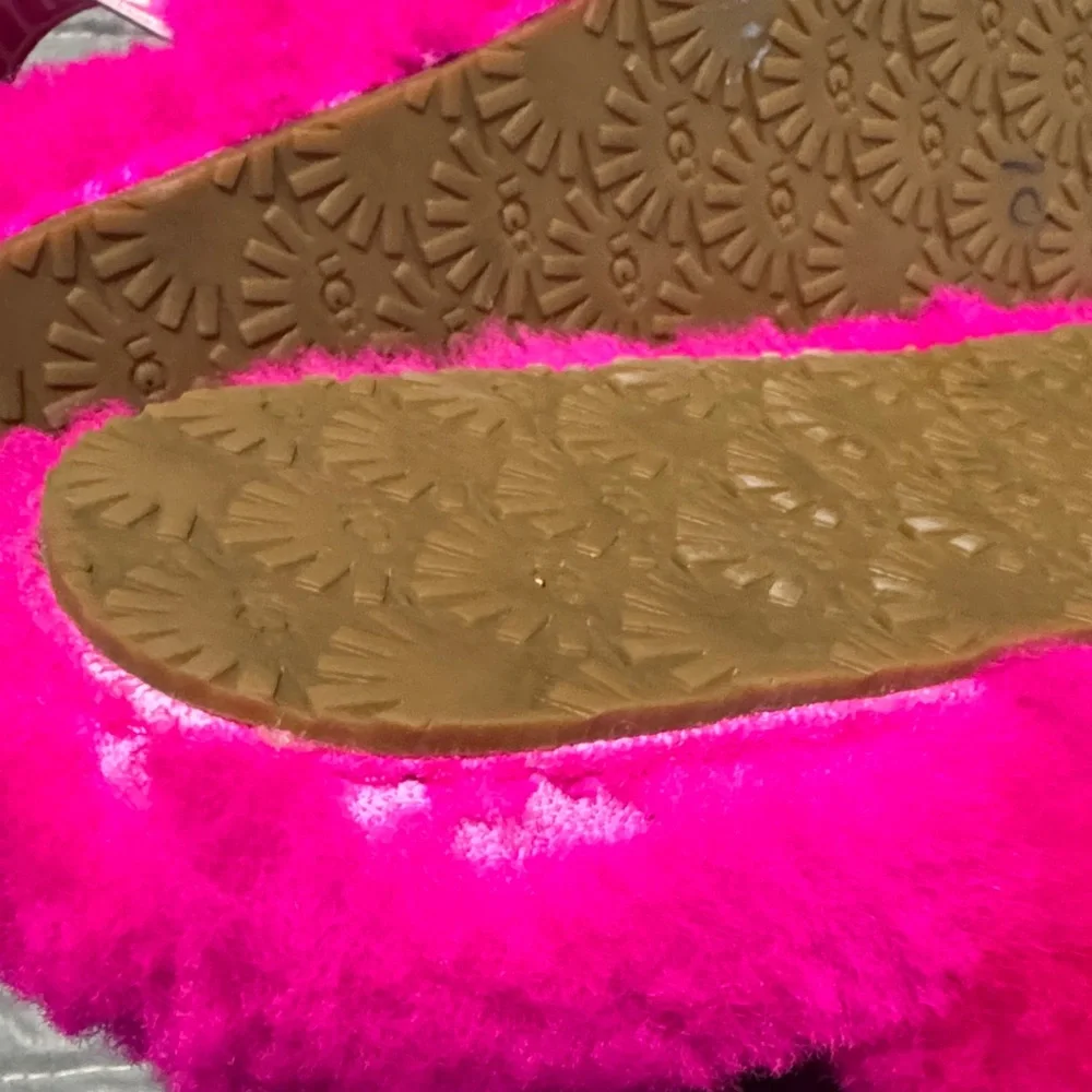 UGG Bright Pink Fuzzy Slippers se photo for a little detail under please